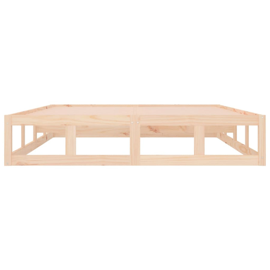 Bedframe Massief Hout 200 x 200 cm Naturel