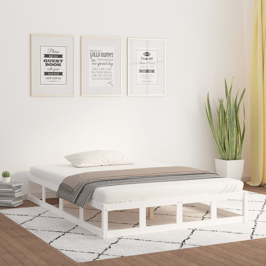 Bedframe Massief Hout 200 x 200 cm Wit