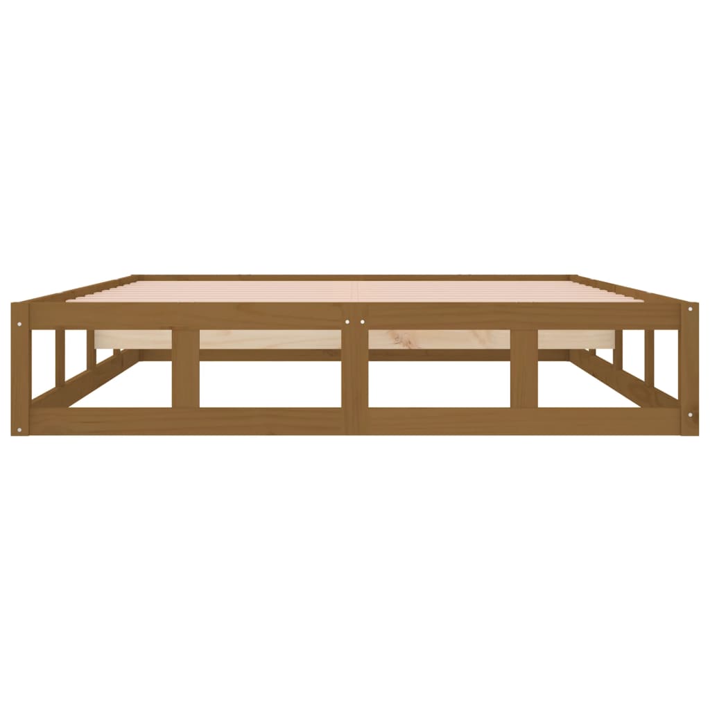 Bedframe Massief Hout 200 x 200 cm Honingbruin