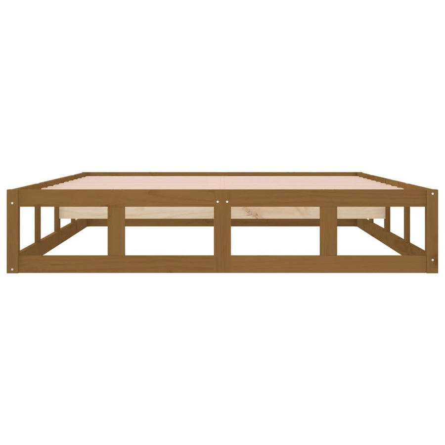Bedframe Massief Hout 200 x 200 cm Honingbruin