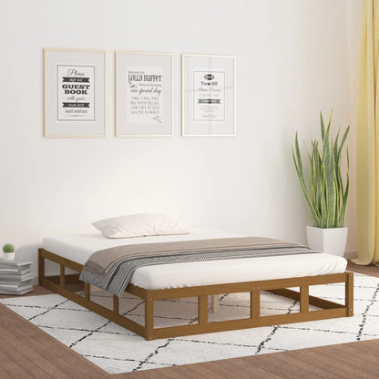 Bedframe Massief Hout 200 x 200 cm Honingbruin
