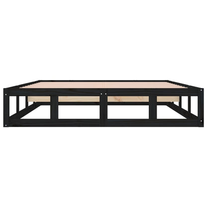 Bedframe Massief Hout 200 x 200 cm Zwart