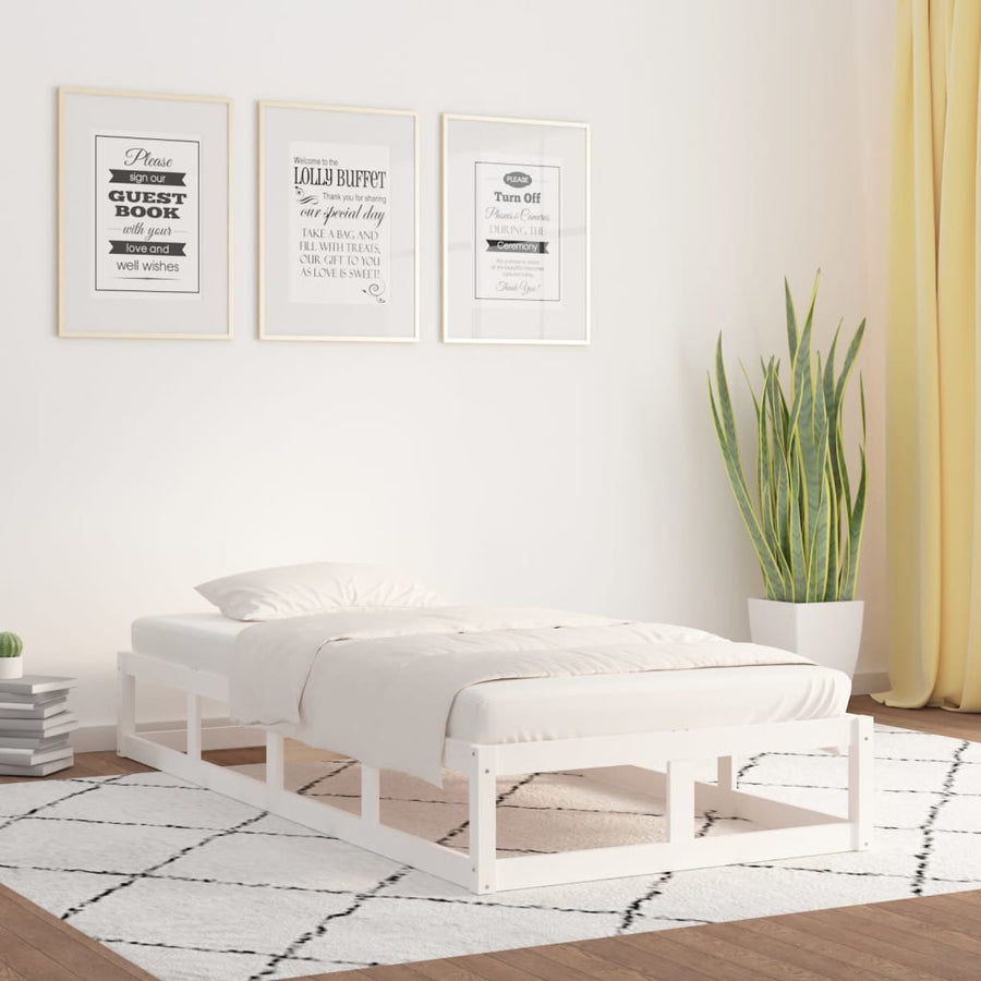 Bedframe Massief Hout 2Ft6 Small Single 75 x 190 cm Wit