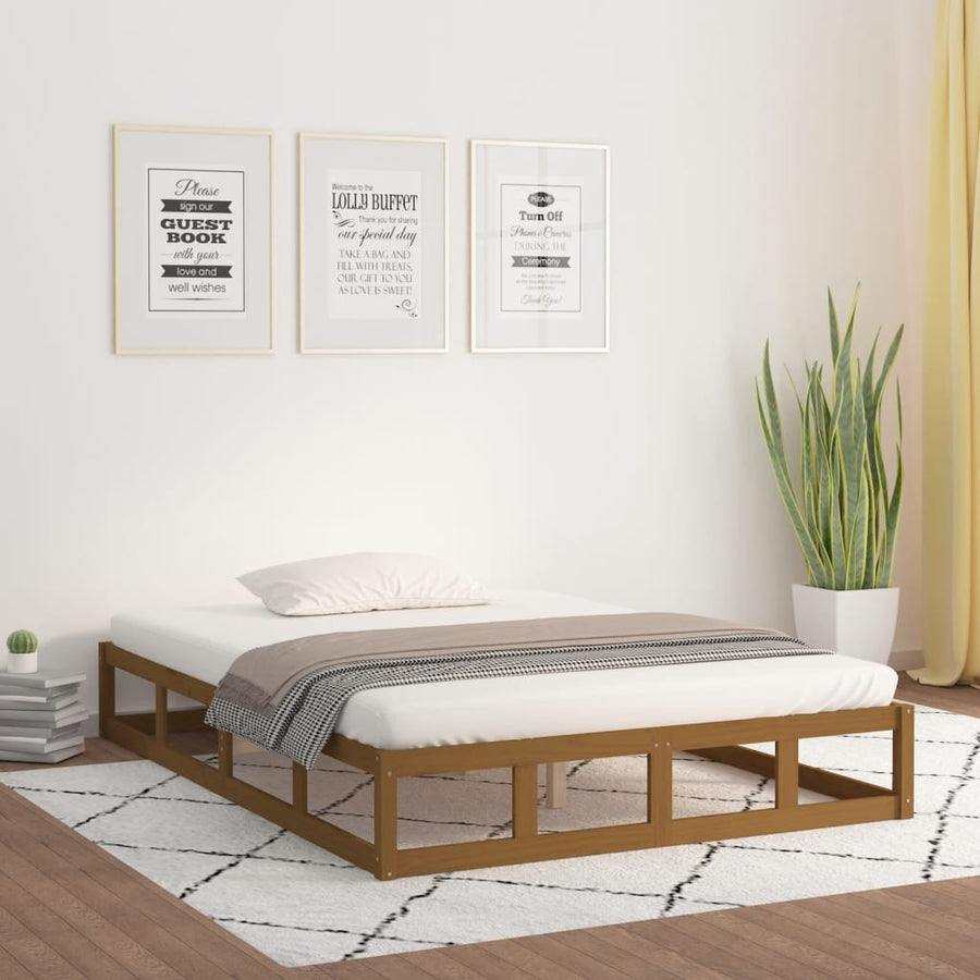 Bedframe Massief Hout 4Ft Small Double 120 x 190 cm Honingbruin