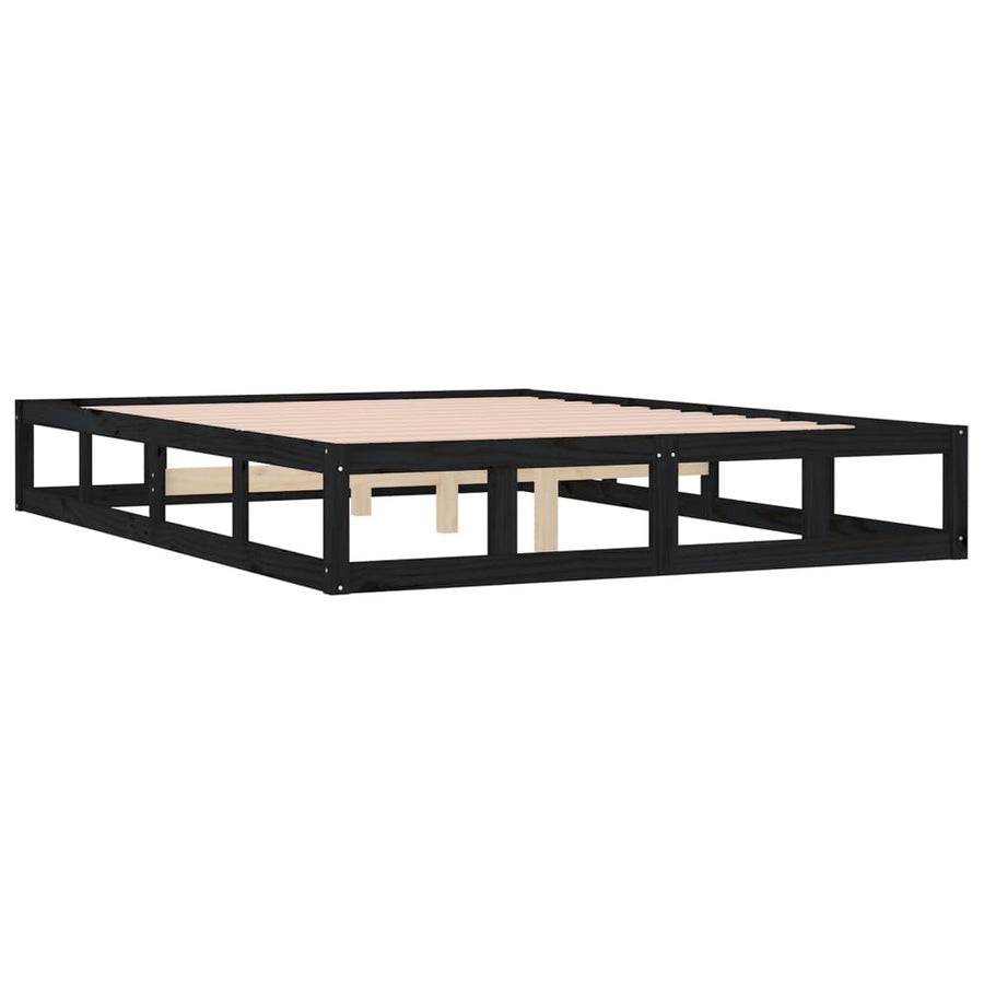 Bedframe Massief Hout 4Ft Small Double 120 x 190 cm Zwart