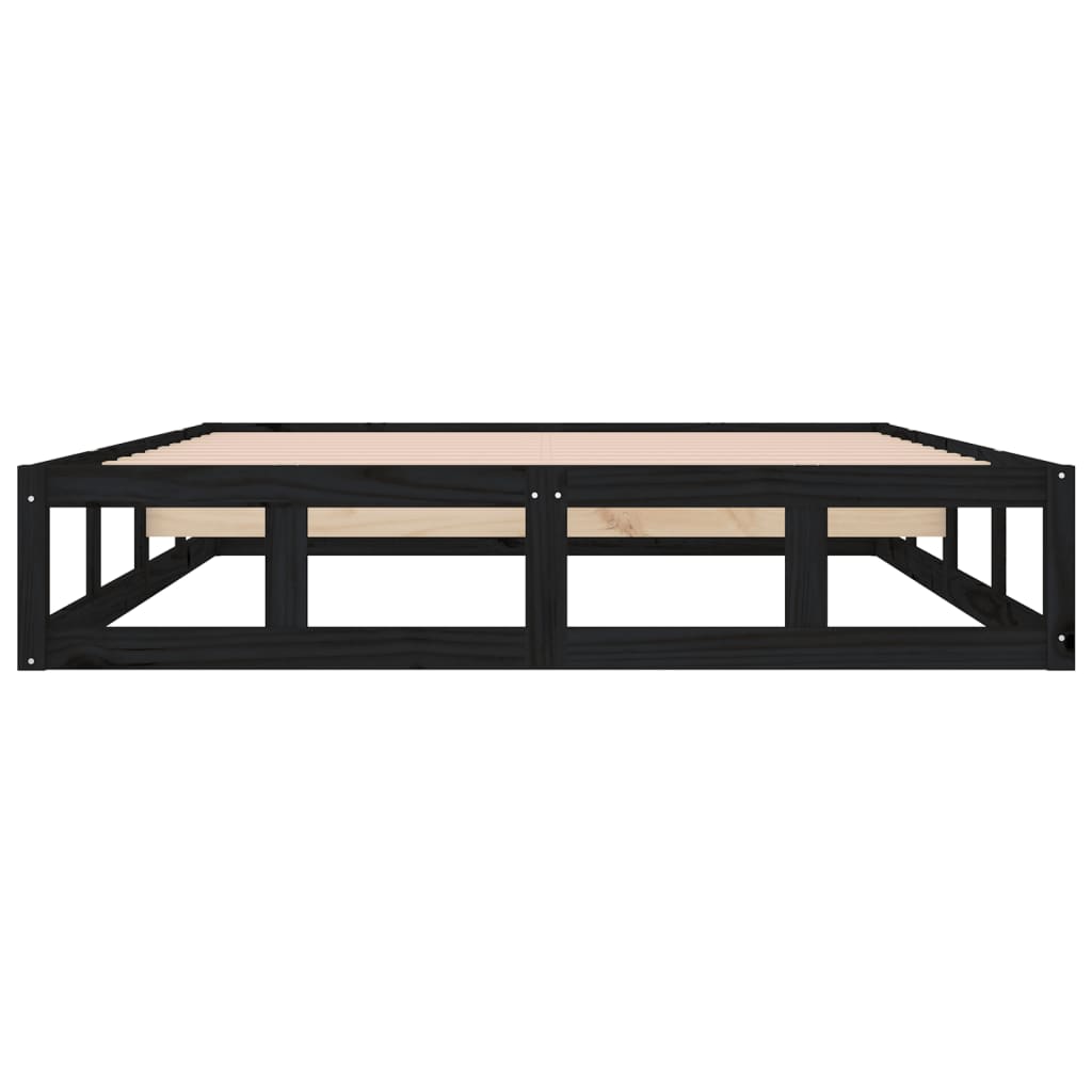 Bedframe Massief Hout 4Ft Small Double 120 x 190 cm Zwart