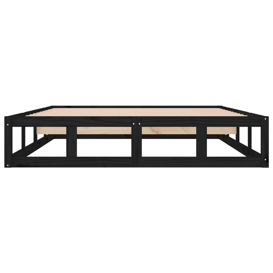 Bedframe Massief Hout 4Ft Small Double 120 x 190 cm Zwart