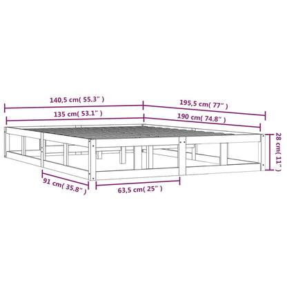 Bedframe Massief Hout 4Ft6 Double 135 x 190 cm Naturel