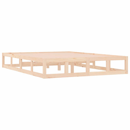 Bedframe Massief Hout 140 x 190 cm Naturel