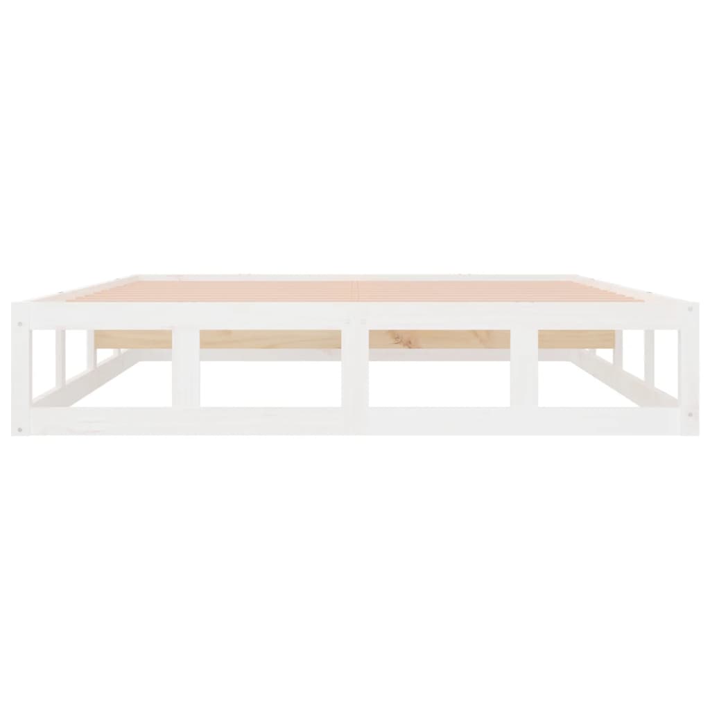 Bedframe Massief Hout 140 x 190 cm Wit