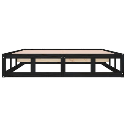 Bedframe Massief Hout 140 x 190 cm Zwart