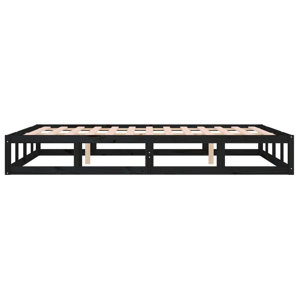 Bedframe Massief Hout 140 x 190 cm Zwart