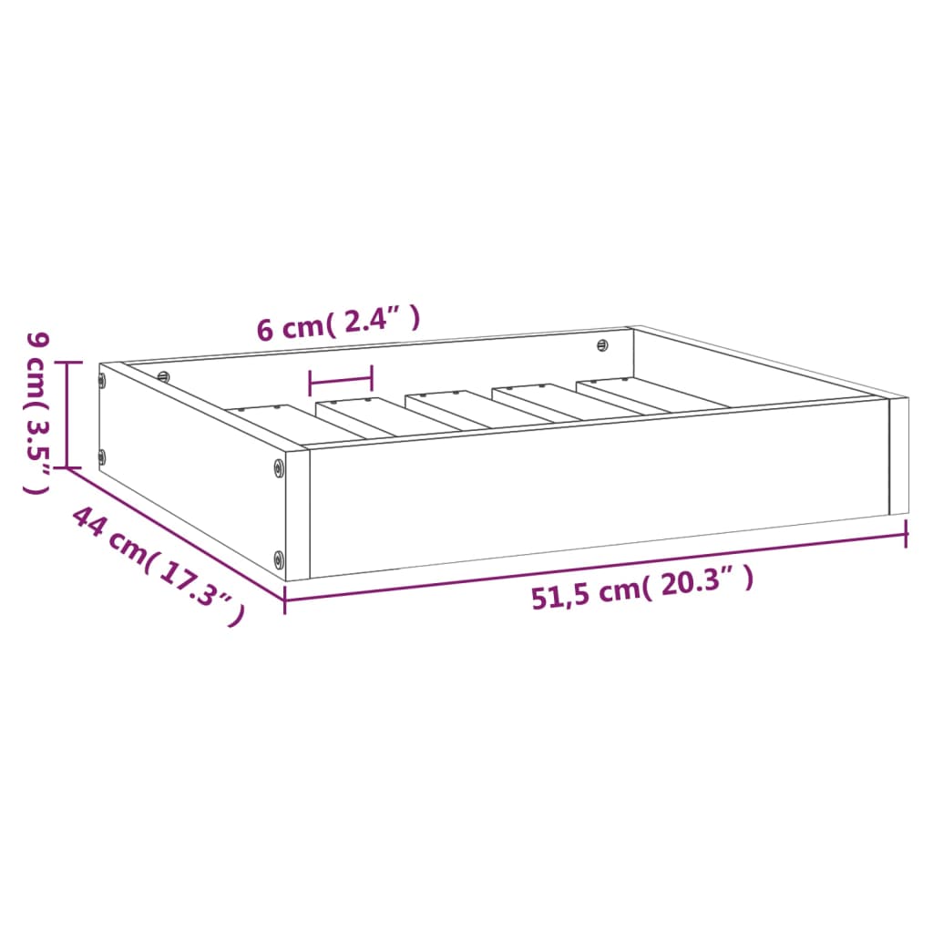 Hondenmand 51,5x44x9 cm massief grenenhout wit