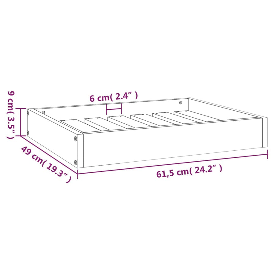 Hondenmand 61,5X49X9 Cm Massief Grenenhout 61.5 x 49 x 9 cm