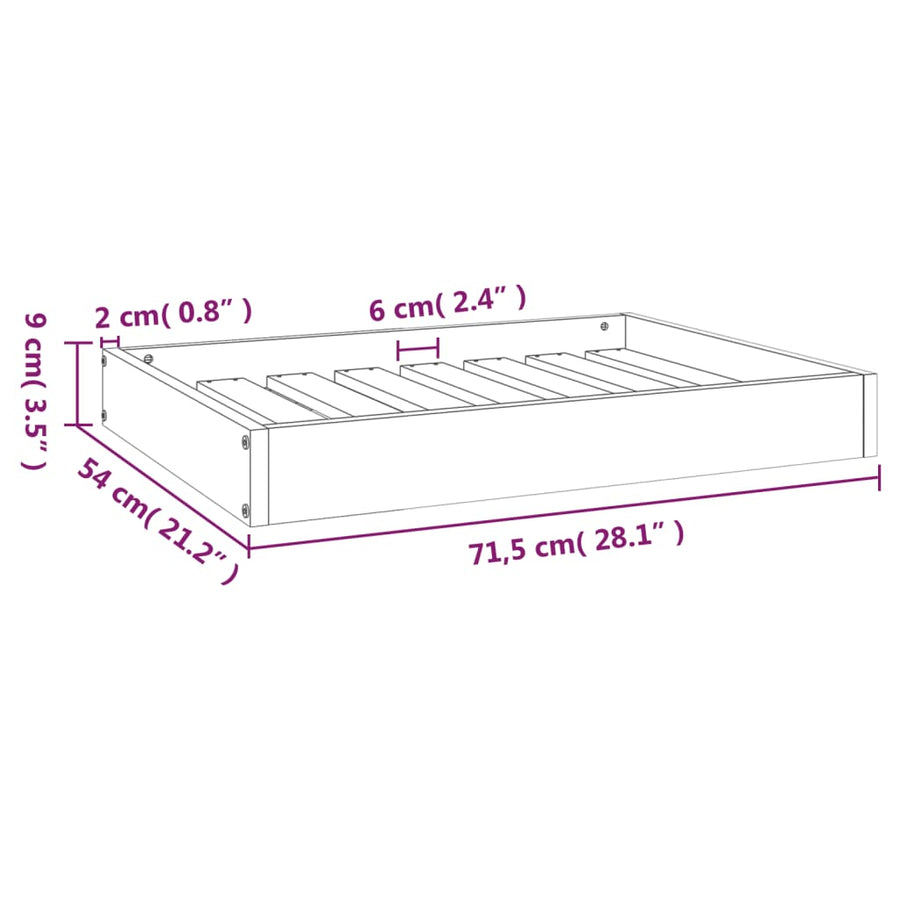 Hondenmand 71,5X54X9 Cm Massief Grenenhout 71.5 x 54 x 9 cm