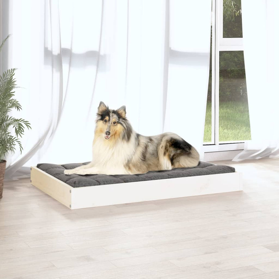 Hondenmand 91,5x64x9 cm massief grenenhout wit Wit