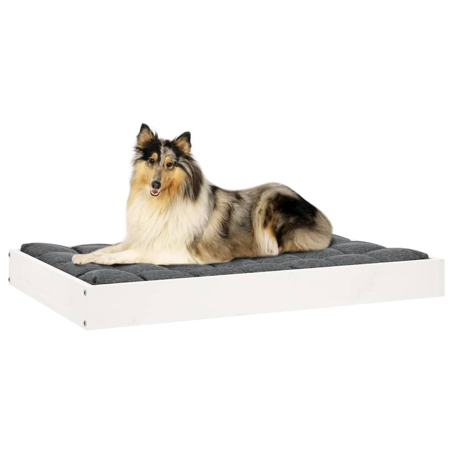 Hondenmand 91,5x64x9 cm massief grenenhout wit Wit