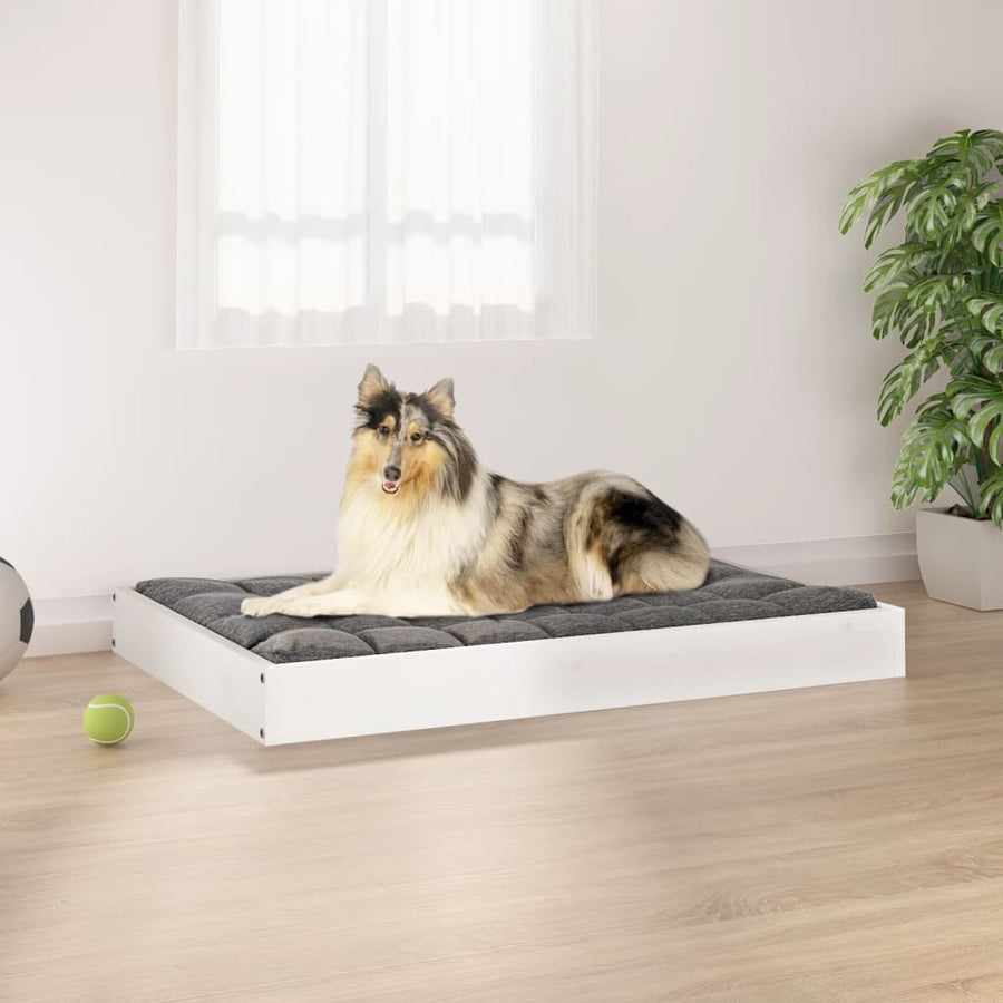 Hondenmand 91,5x64x9 cm massief grenenhout wit Wit
