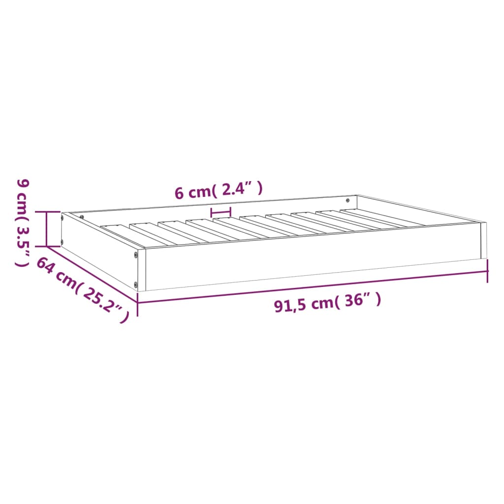 Hondenmand 91,5X64X9 Cm Massief Grenenhout 91.5 x 64 x 9 cm