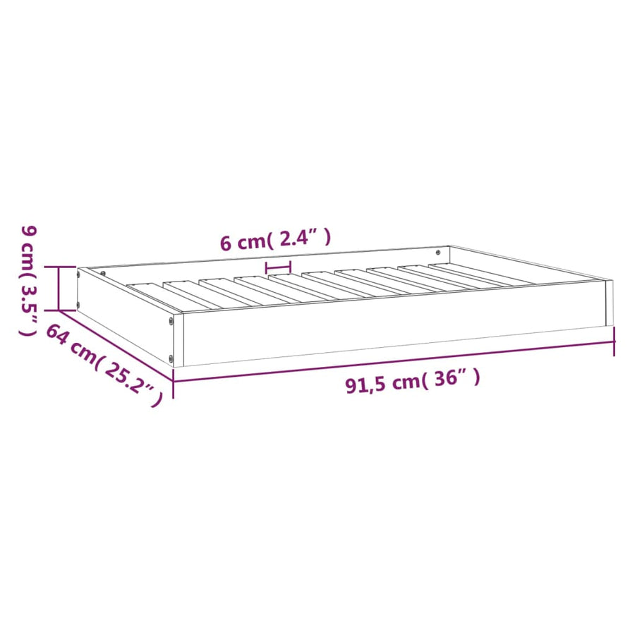 Hondenmand 91,5X64X9 Cm Massief Grenenhout 91.5 x 64 x 9 cm
