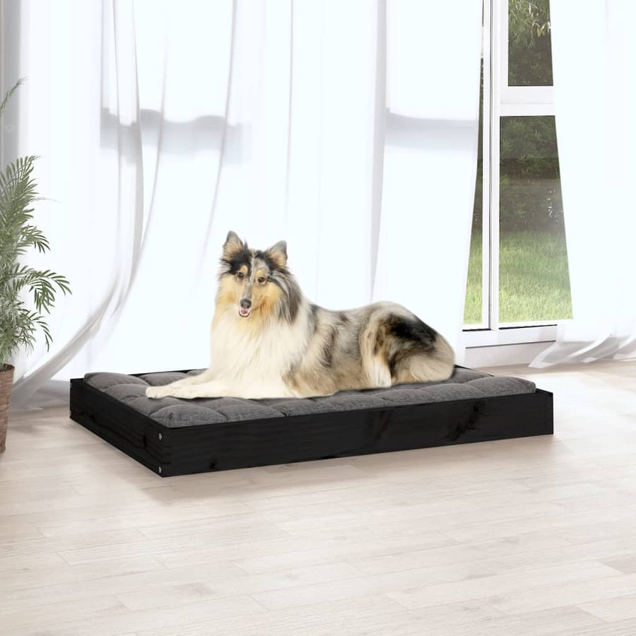 Hondenmand 91,5x64x9 cm massief grenenhout zwart
