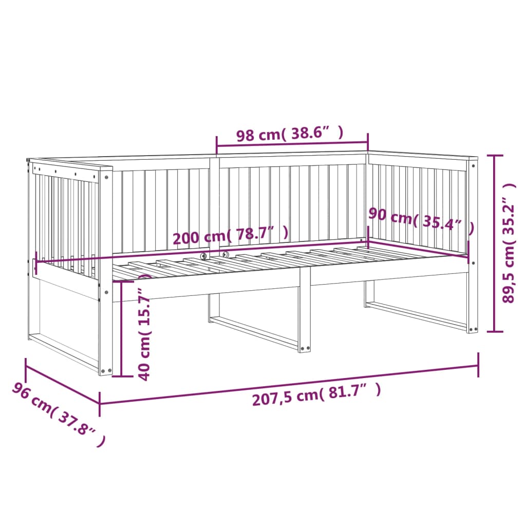 Slaapbank 90X200 Cm Massief Grenenhout 90 x 200 cm Naturel