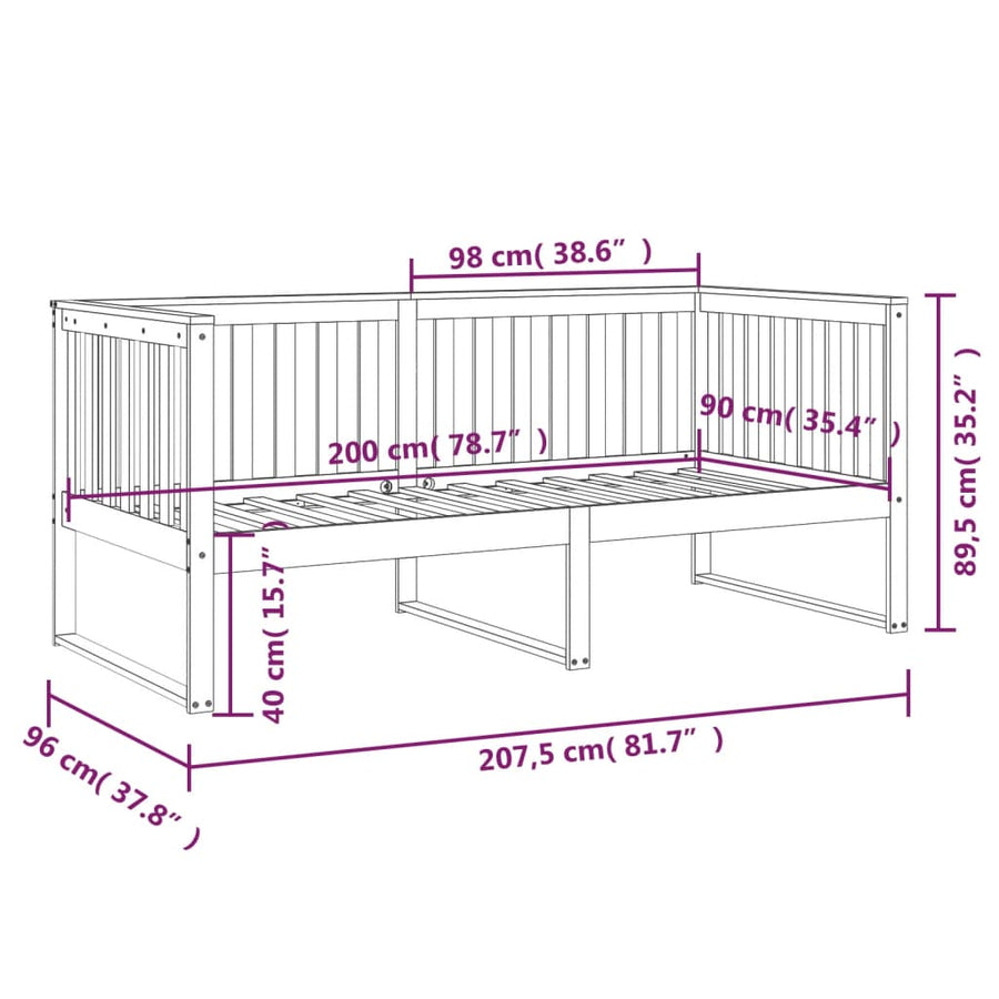 Slaapbank 90X200 Cm Massief Grenenhout Wit 90 x 200 cm