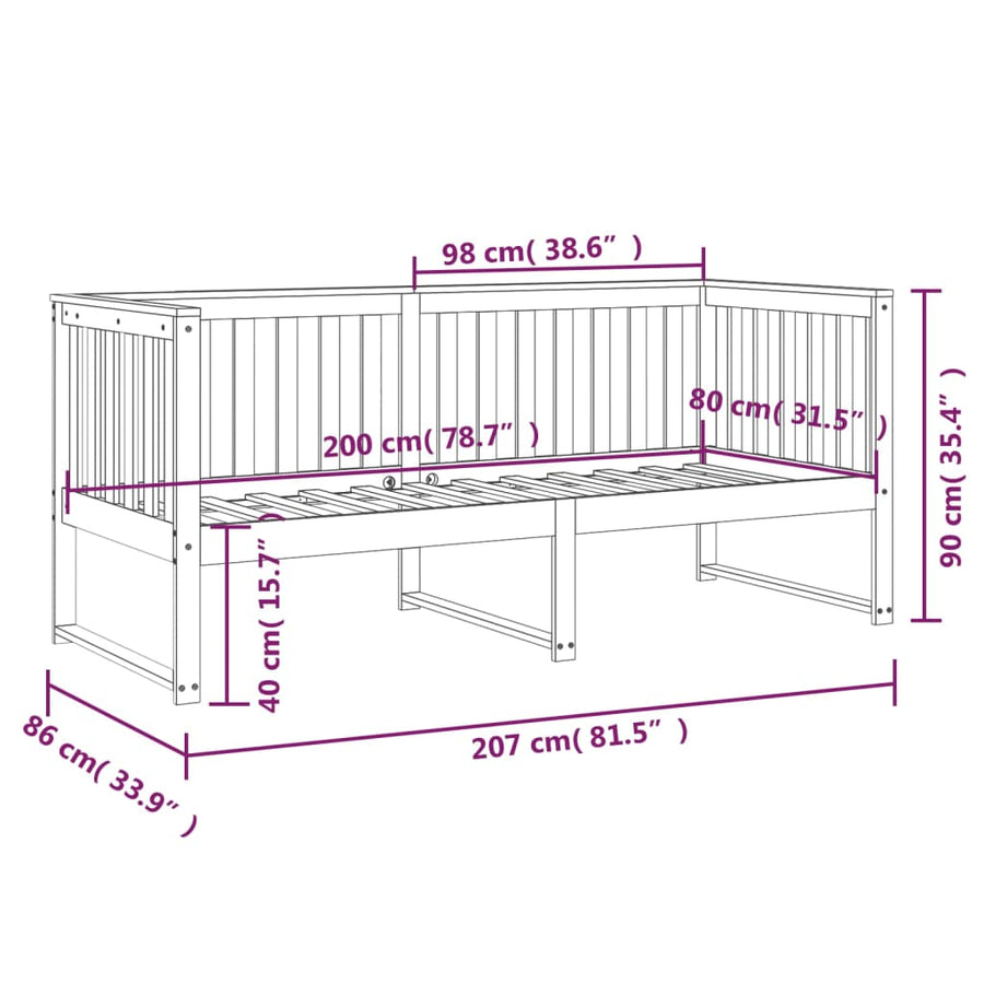 Slaapbank 80X200 Cm Massief Grenenhout Wit 80 x 200 cm