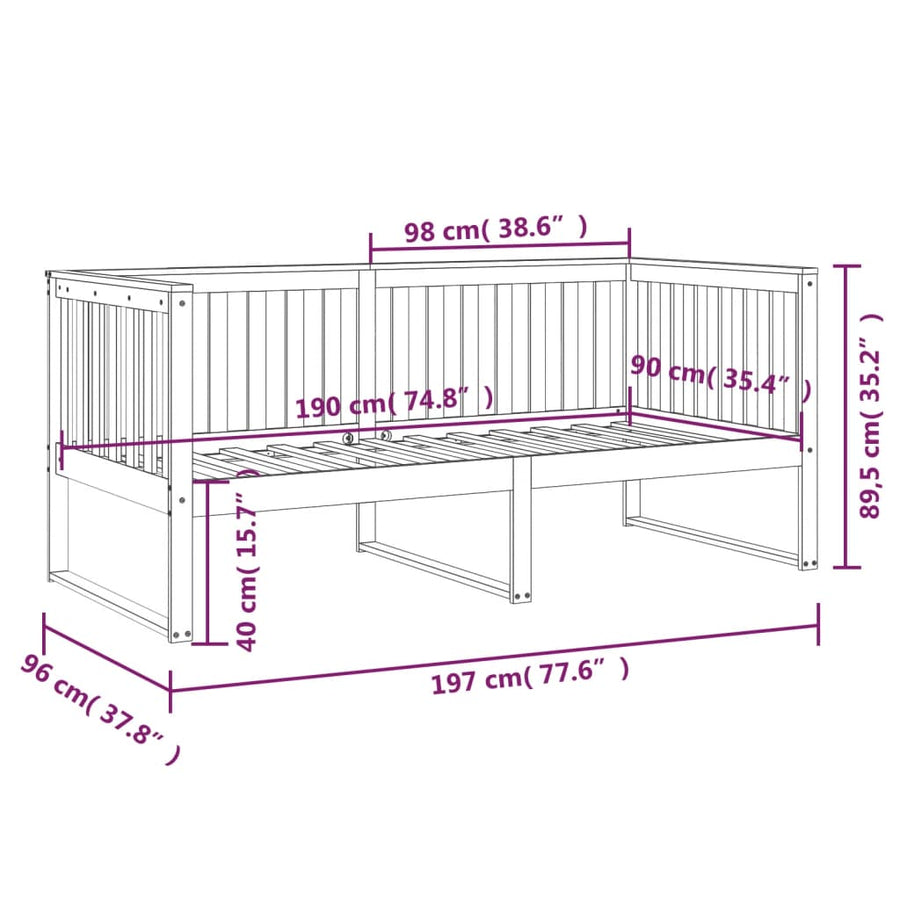 Slaapbank Massief Grenenhout 90 x 190 cm Naturel