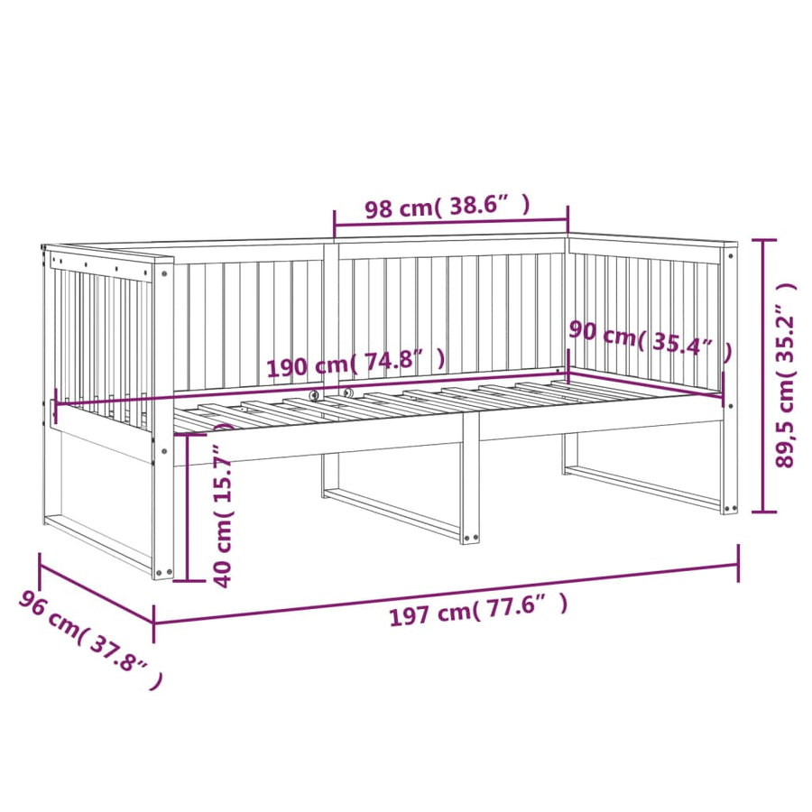 Slaapbank Massief Grenenhout 90 x 190 cm Wit