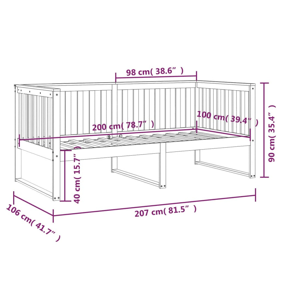 Slaapbank 100X200 Cm Massief Grenenhout 100 x 200 cm Naturel