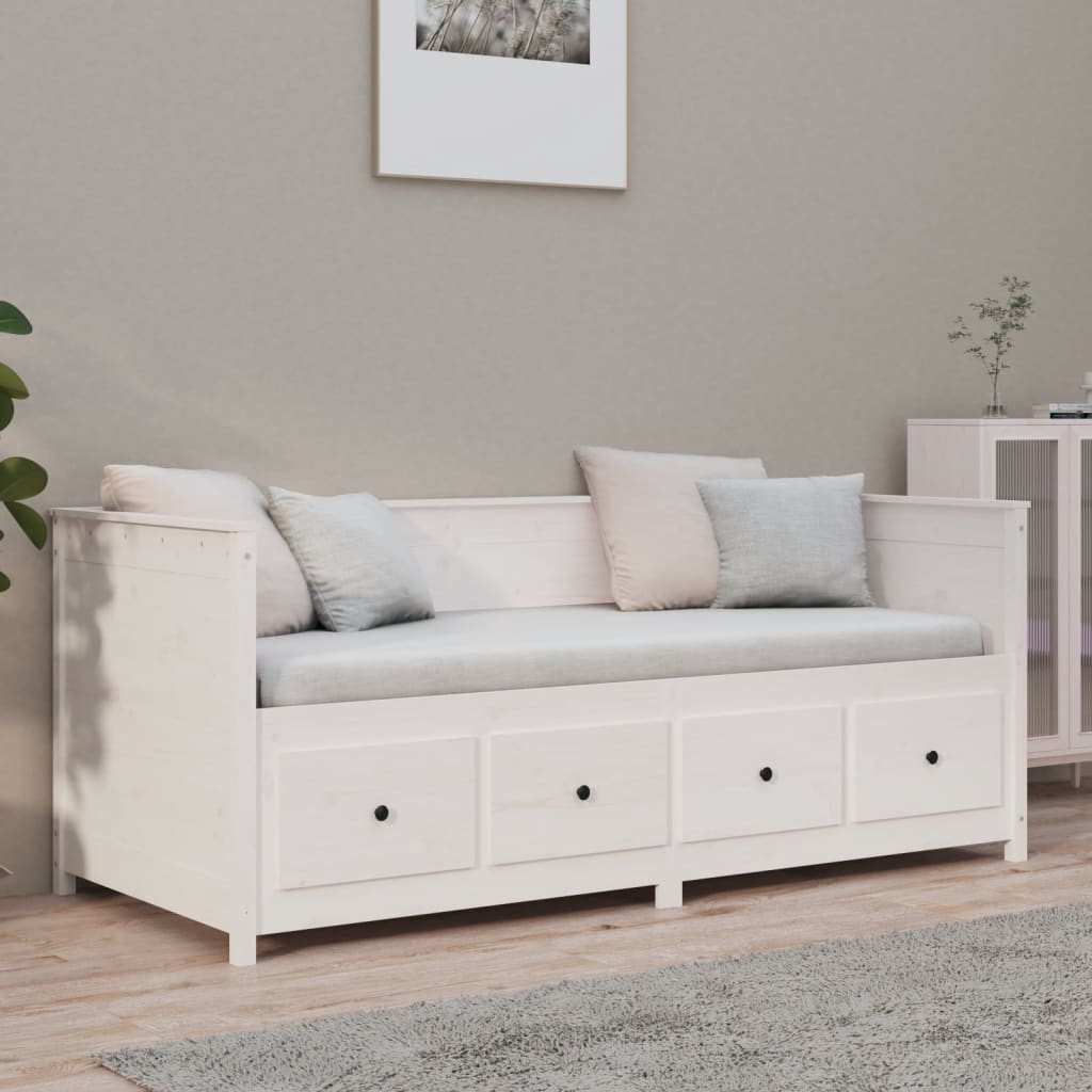 Slaapbank 90X190 Cm Massief Grenenhout Wit