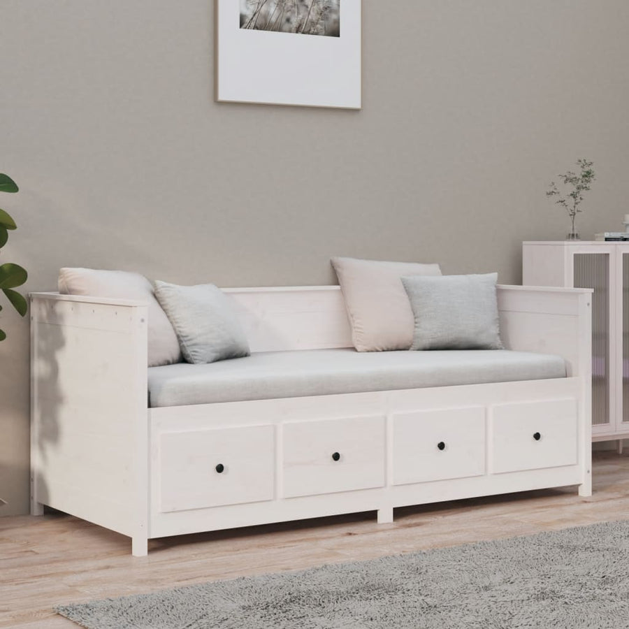 Slaapbank 90X190 Cm Massief Grenenhout Wit