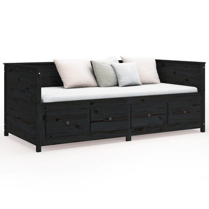 Slaapbank 90X190 Cm Massief Grenenhout Zwart