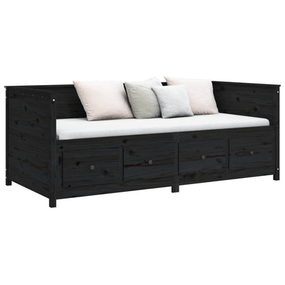 Slaapbank 90X190 Cm Massief Grenenhout Zwart