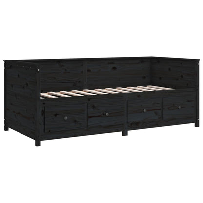 Slaapbank 90X190 Cm Massief Grenenhout Zwart