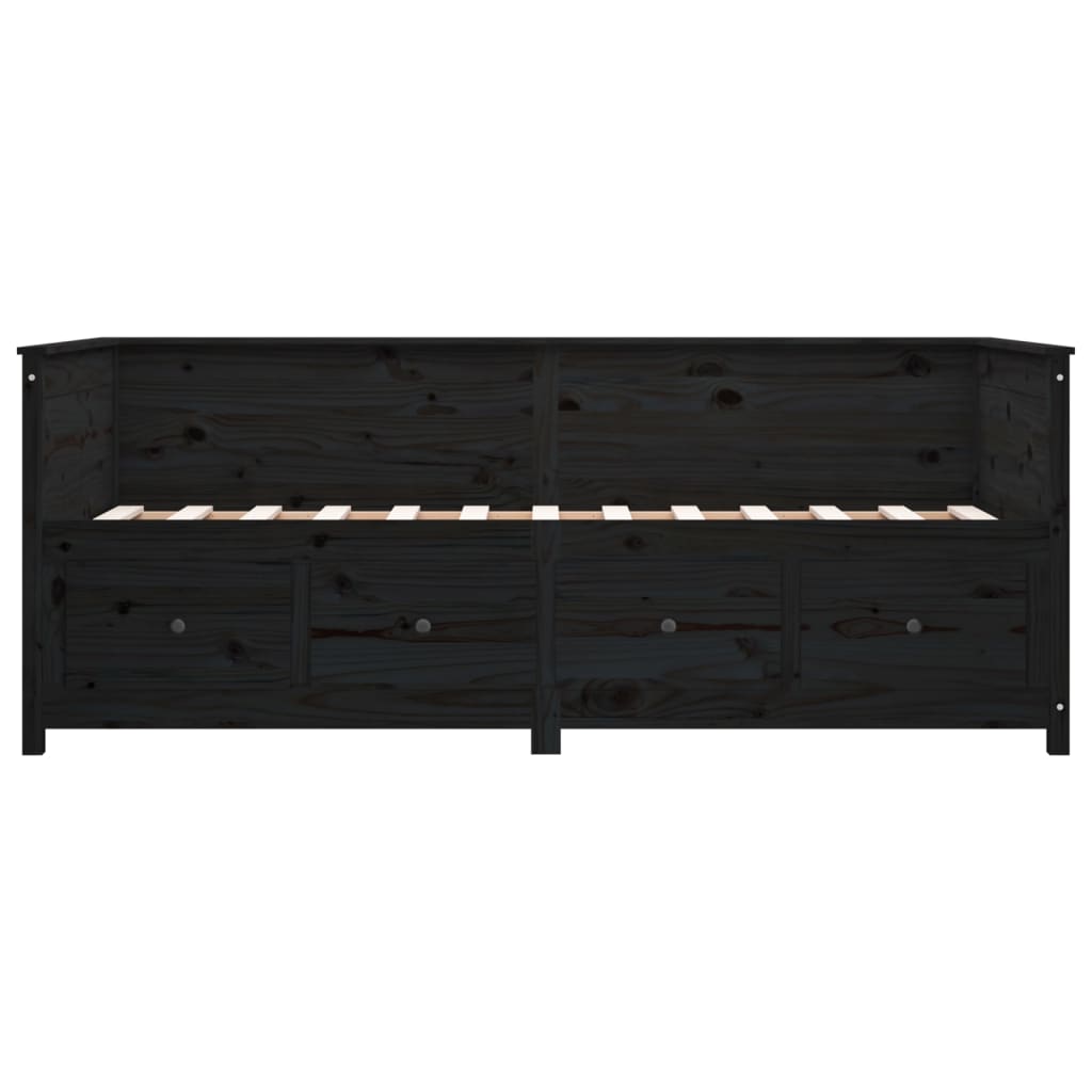 Slaapbank 90X190 Cm Massief Grenenhout Zwart