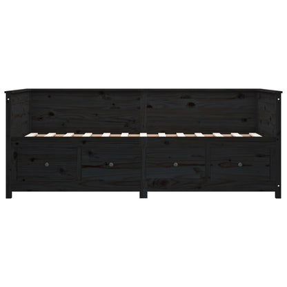 Slaapbank 90X190 Cm Massief Grenenhout Zwart