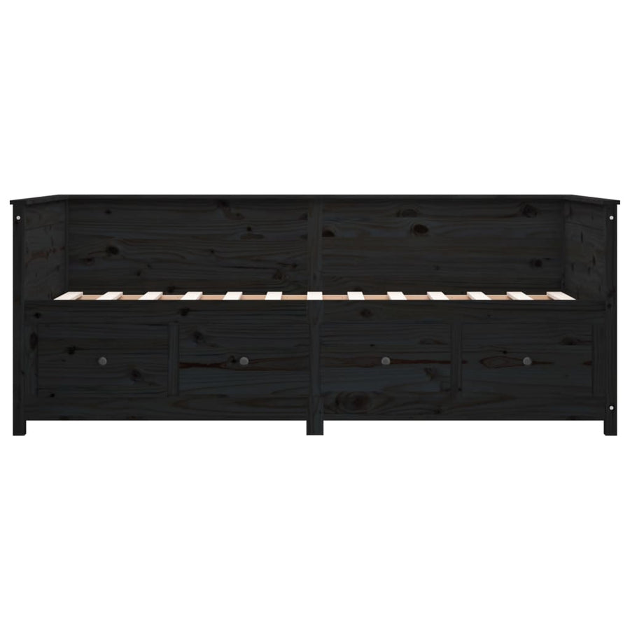 Slaapbank 90X190 Cm Massief Grenenhout Zwart