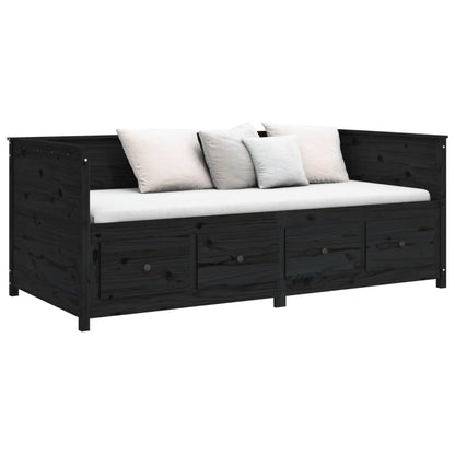 Slaapbank 75X190 Cm Massief Grenenhout Zwart