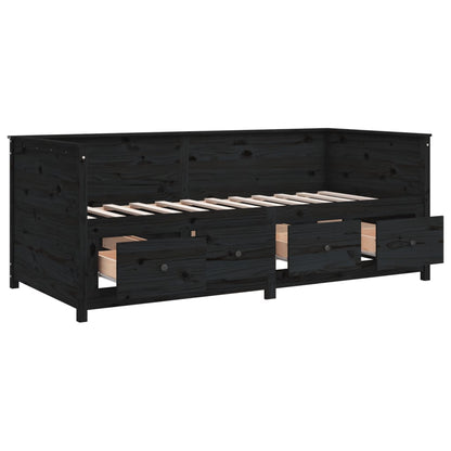 Slaapbank 75X190 Cm Massief Grenenhout Zwart