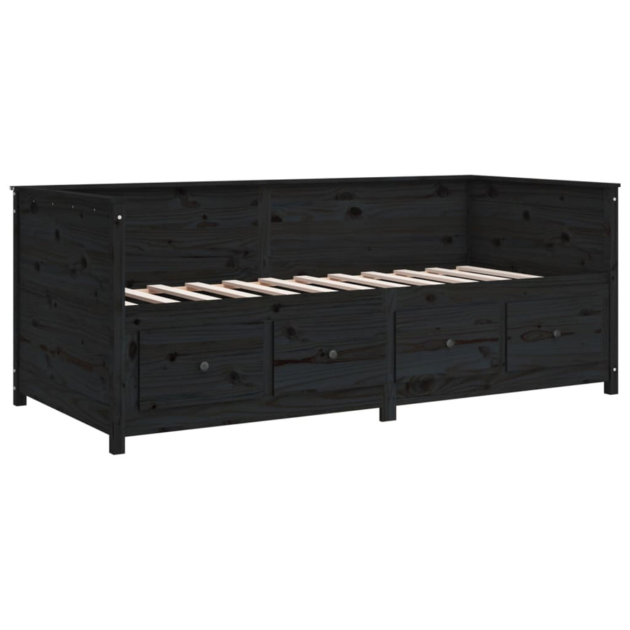 Slaapbank 75X190 Cm Massief Grenenhout Zwart