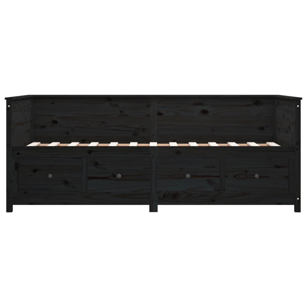 Slaapbank 75X190 Cm Massief Grenenhout Zwart