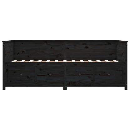 Slaapbank 75X190 Cm Massief Grenenhout Zwart