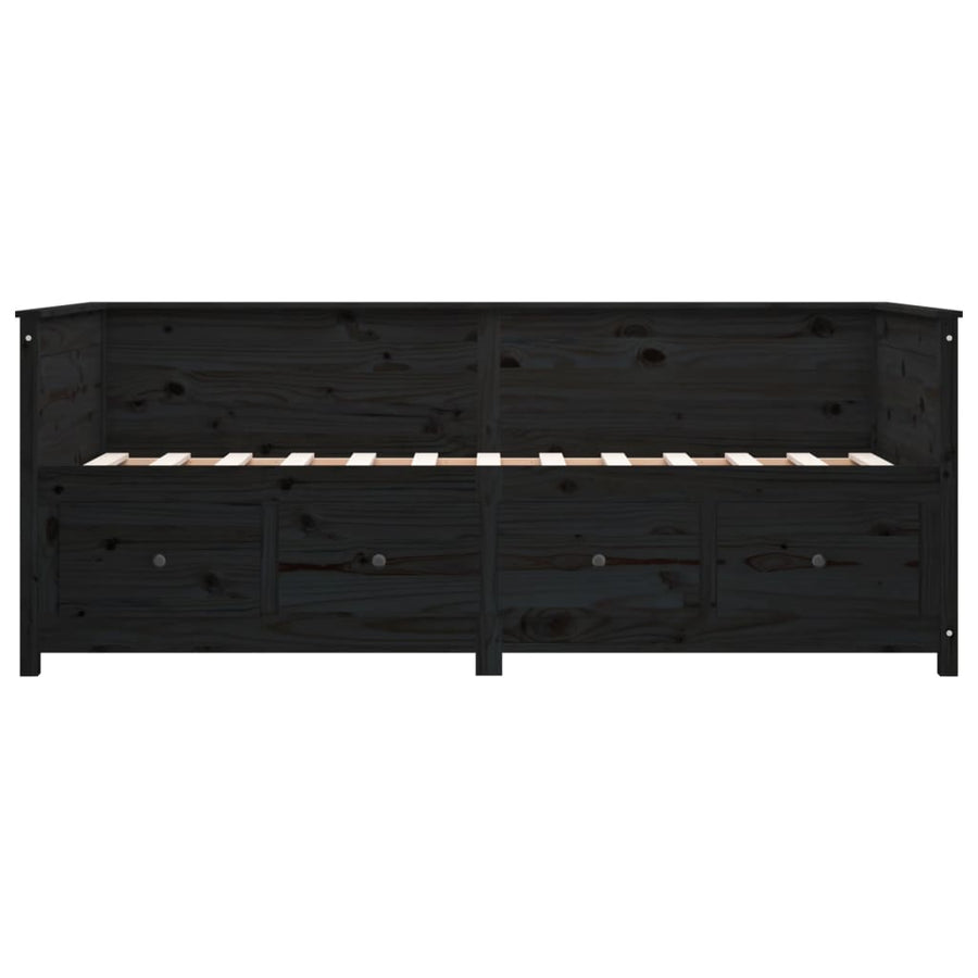 Slaapbank 75X190 Cm Massief Grenenhout Zwart