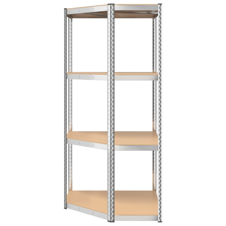 Hoekrek 4-Laags Staal En Bewerkt Hout Kleurig Zilver 1 75 x 75 x 160 cm