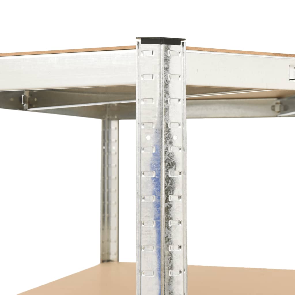 Hoekrek 4-Laags Staal En Bewerkt Hout Kleurig Zilver 1 75 x 75 x 160 cm