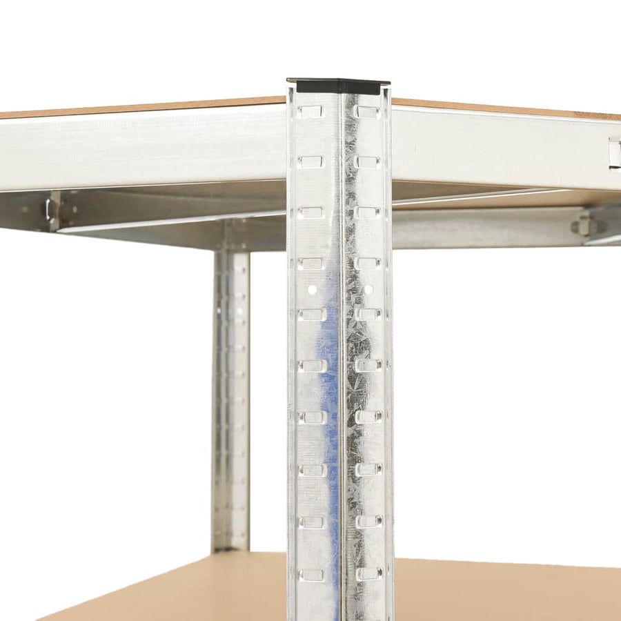 Hoekrek 4-Laags Staal En Bewerkt Hout Kleurig Zilver 1 75 x 75 x 160 cm