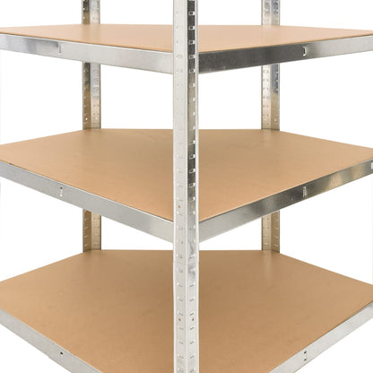 Hoekrek 4-Laags Staal En Bewerkt Hout Kleurig Zilver 1 75 x 75 x 160 cm