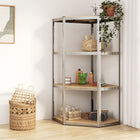 Hoekrek 4-laags 75x75x160 cm staal bewerkt hout zilver